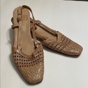 Sesto Meucci Brown Perforated Slingback Flats 9 N